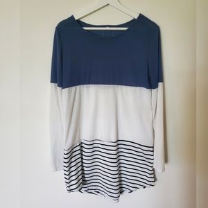 Long Color Block Top with Lace